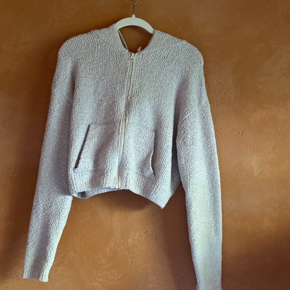 SKIMS Cozy Cropped Teddy Zip Jacket w Pockets L/XL